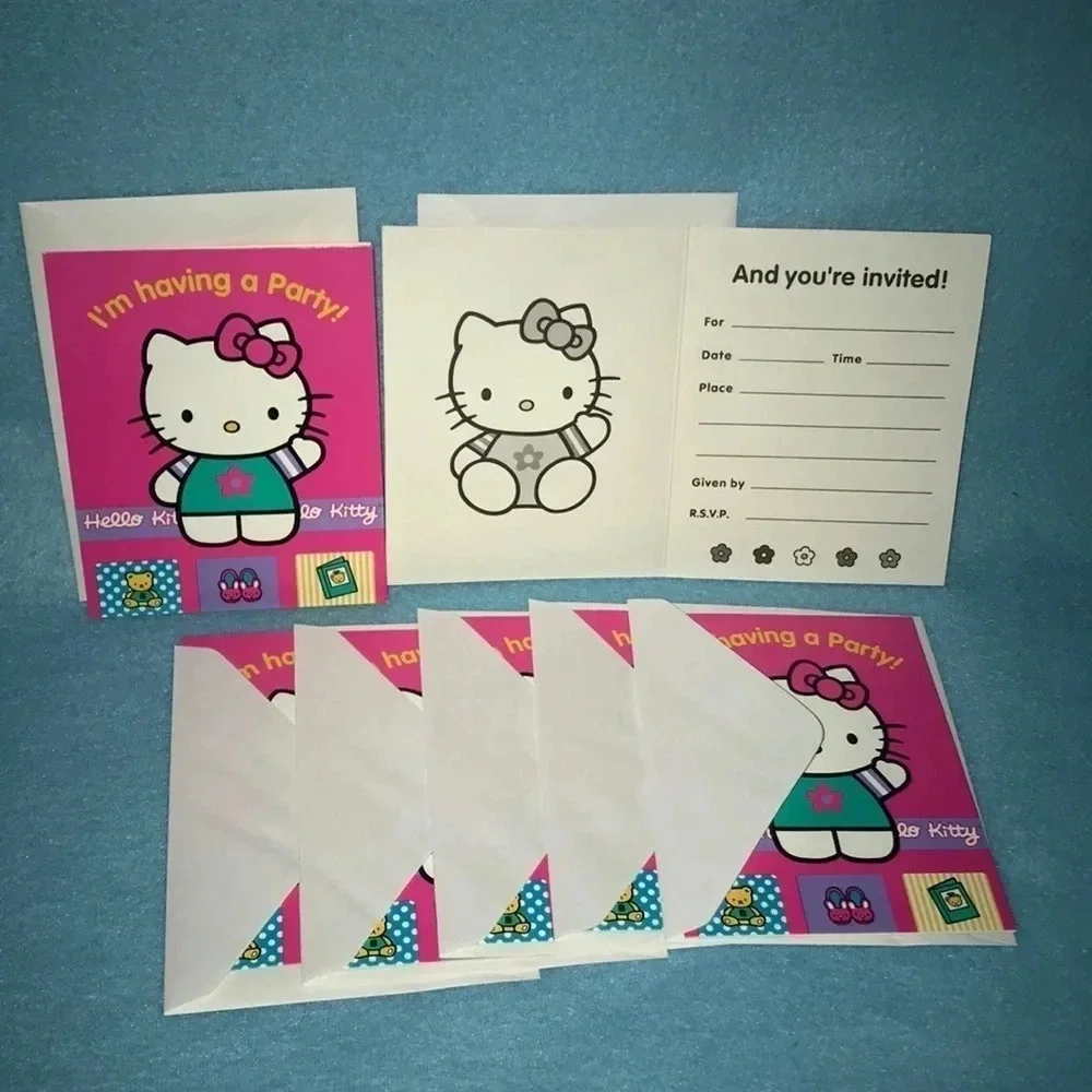 HELLO KITTY invites & Barbie Thank you notes